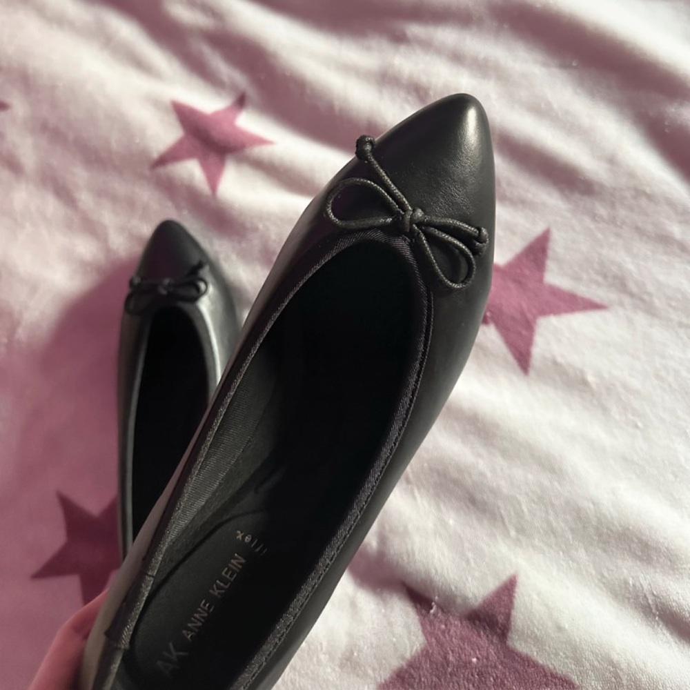 Anne Klein Black Leather Flats
